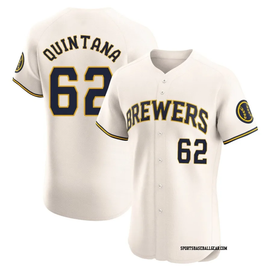 Jose Quintana Men's Milwaukee Brewers Cream Elite Home Jersey