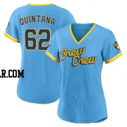 Jose Quintana Women's Milwaukee Brewers Blue Authentic Powder 2022 City Connect Jersey