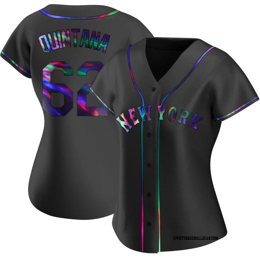 Jose Quintana Women's New York Mets Black Holographic Replica Alternate Jersey