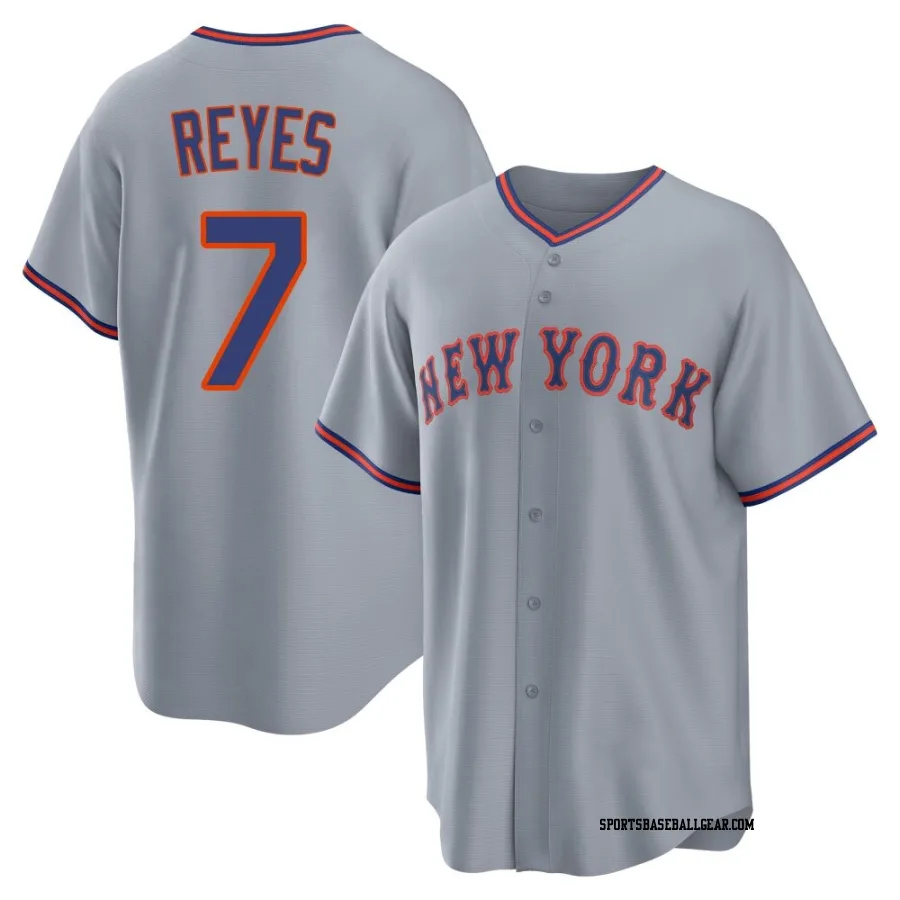 Jose Reyes Men's New York Mets Gray Replica Away 2.0 Jersey