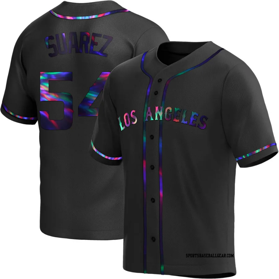Jose Suarez Youth Los Angeles Angels Black Holographic Replica Alternate Jersey