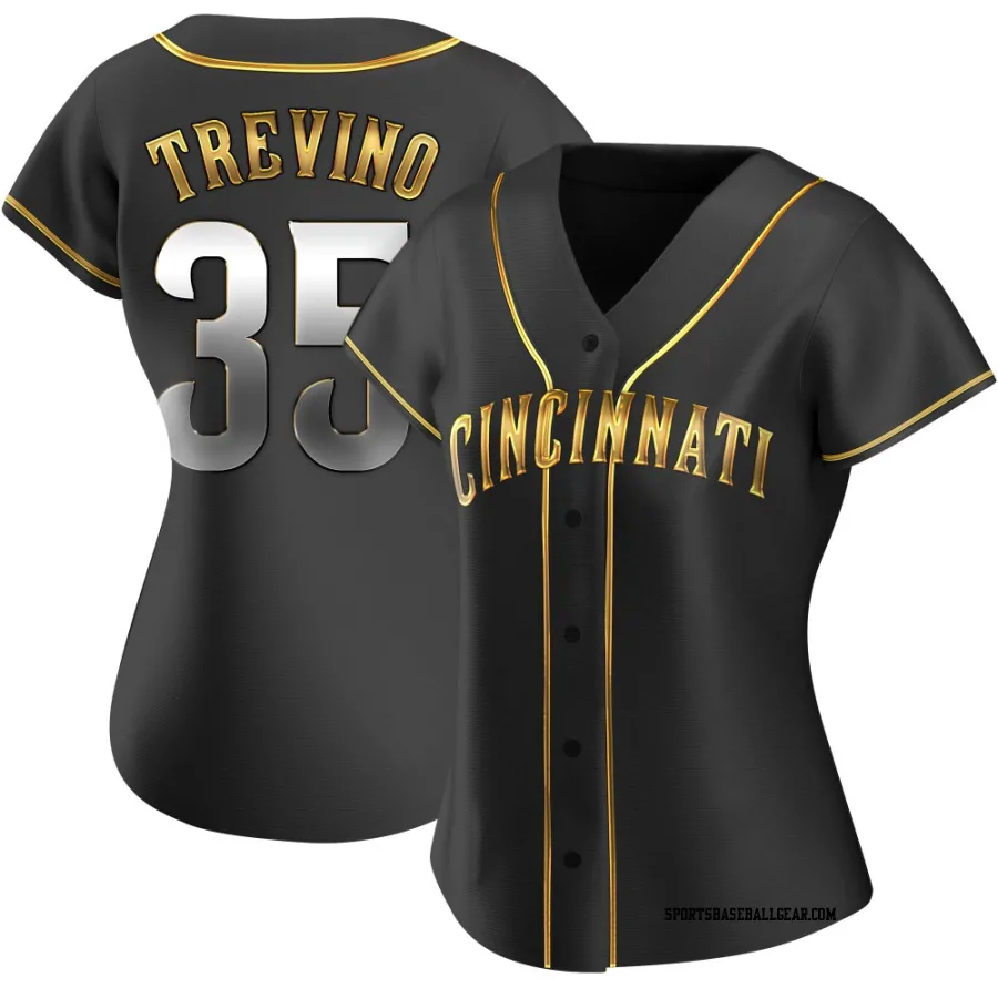 Jose Trevino Women's Cincinnati Reds Black Golden Replica Alternate Jersey