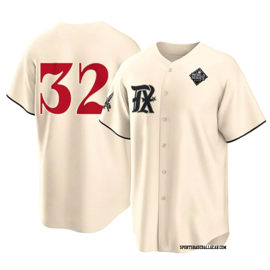 Josh Hamilton Youth Texas Rangers Cream Replica 2023 City Connect 2023 World Series Jersey