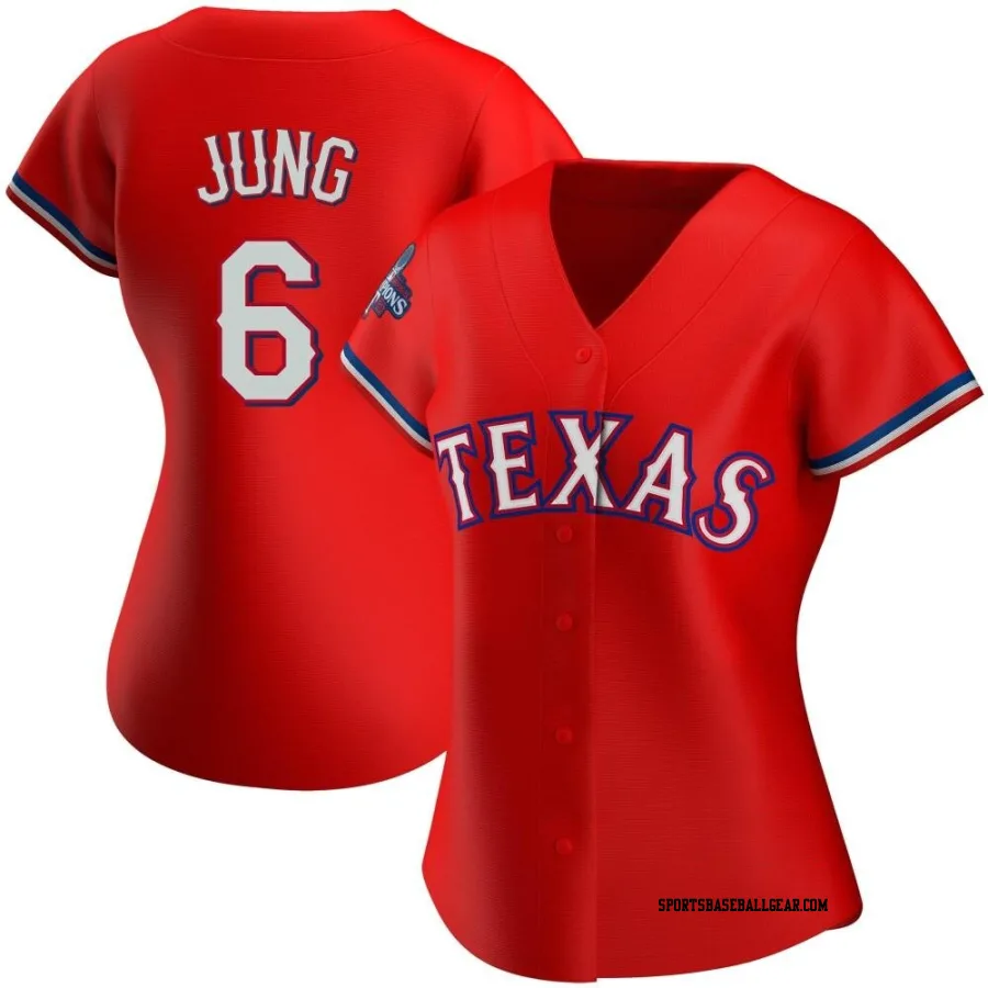Josh Jung Women's Texas Rangers Red Authentic Alternate 2023 World Series Champions Jersey
