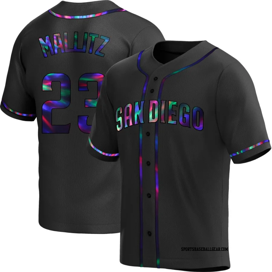 Josh Mallitz Men's San Diego Padres Black Holographic Replica Alternate Jersey