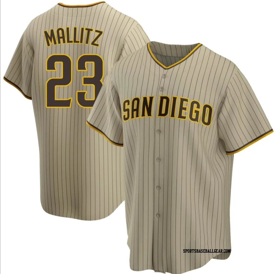 Josh Mallitz Men's San Diego Padres Sand/Brown Replica Alternate Jersey