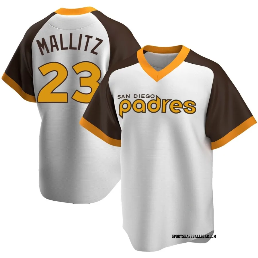 Josh Mallitz Men's San Diego Padres White Replica Home Cooperstown Collection Jersey