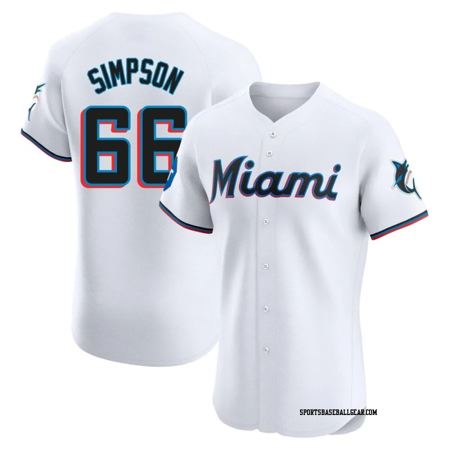 Josh Simpson Men's Miami Marlins White Elite Home Patch Jersey