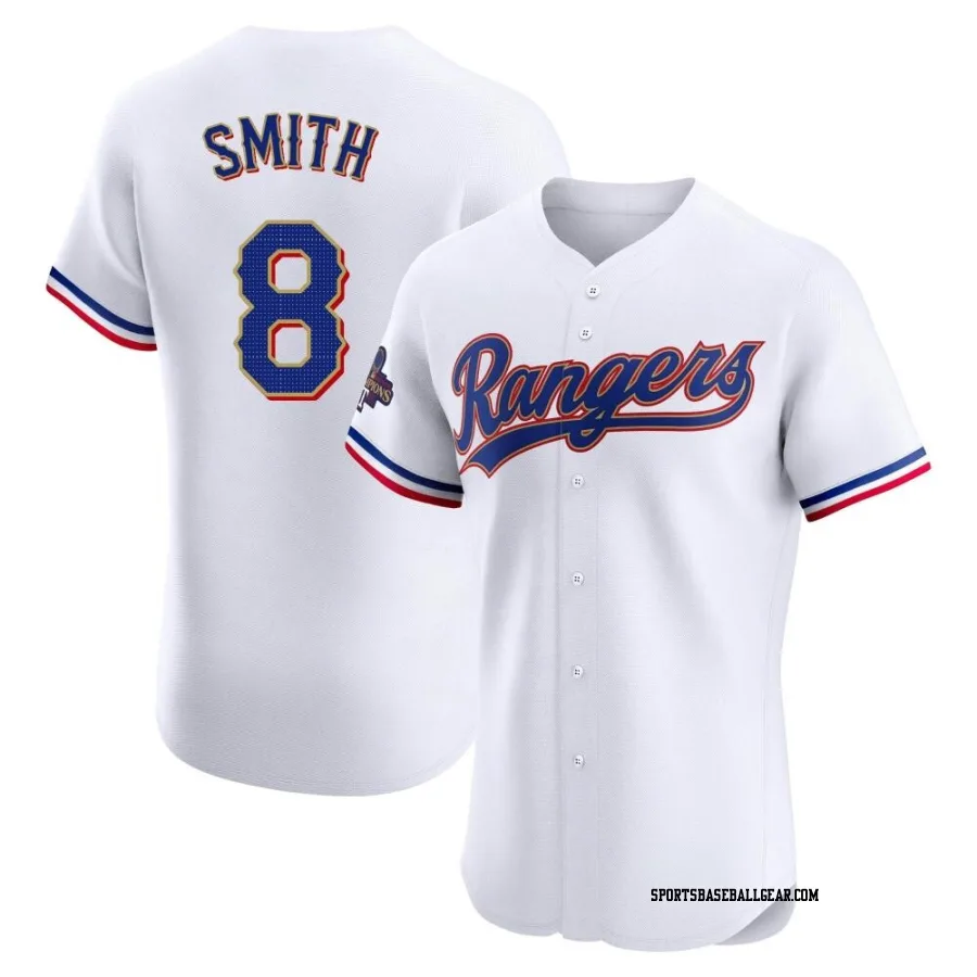 Josh Smith Men's Texas Rangers Gold Elite White 2024 Collection Jersey