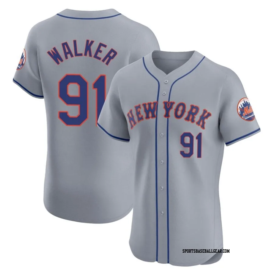 Josh Walker Men's New York Mets Gray Elite Road Jersey
