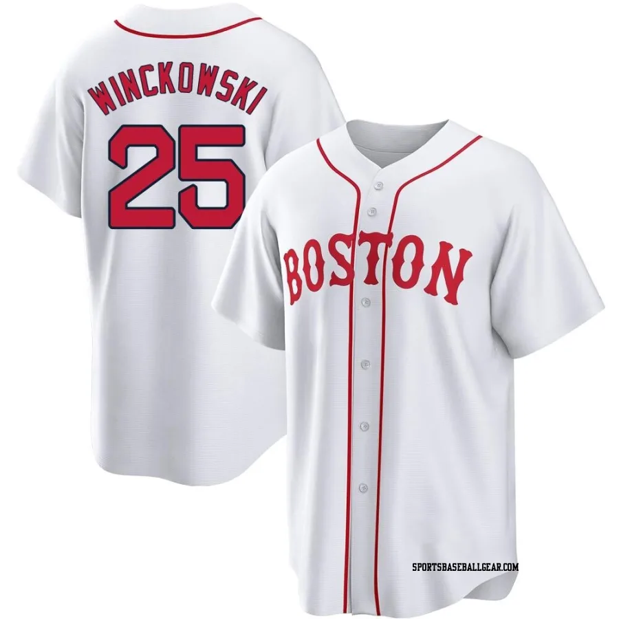 Josh Winckowski Men's Boston Red Sox White Replica 2021 Patriots' Day Jersey