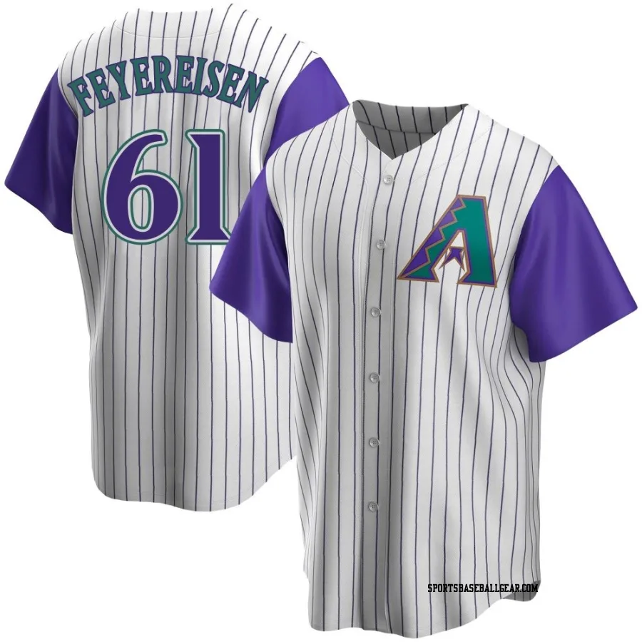 J.P. Feyereisen Men's Arizona Diamondbacks Cream/Purple Replica Alternate Cooperstown Collection Jersey