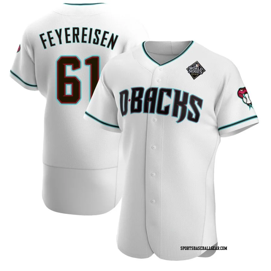 J.P. Feyereisen Men's Arizona Diamondbacks White Authentic Teal Alternate 2023 World Series Jersey