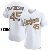 J.P. Feyereisen Men's Los Angeles Dodgers Gold Elite White 2025 Collection Jersey