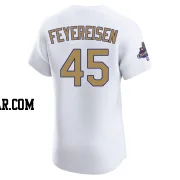 J.P. Feyereisen Men's Los Angeles Dodgers Gold Elite White 2025 Collection Jersey