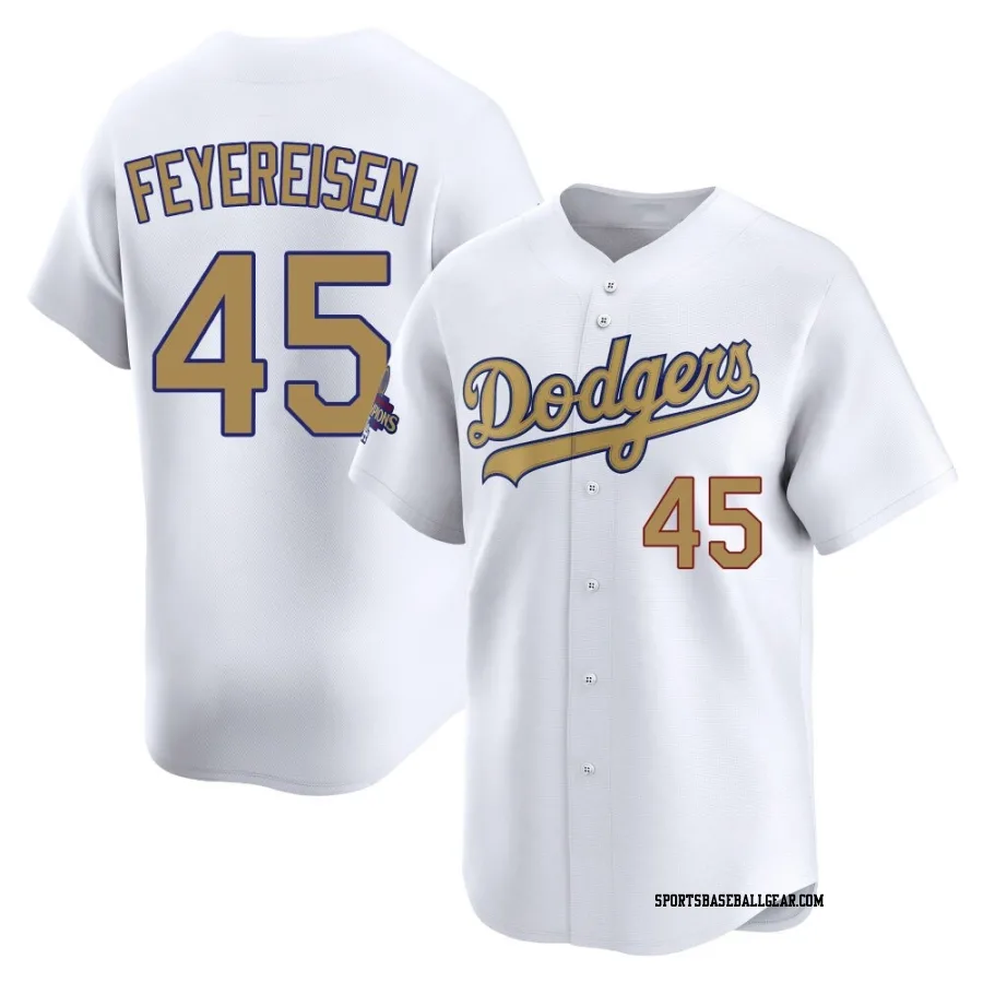 J.P. Feyereisen Men's Los Angeles Dodgers Gold Limited White 2025 Collection Jersey