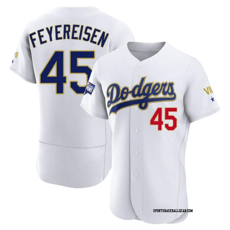 J.P. Feyereisen Men's Los Angeles Dodgers White/Gold Authentic 2021 Gold Program Player Jersey