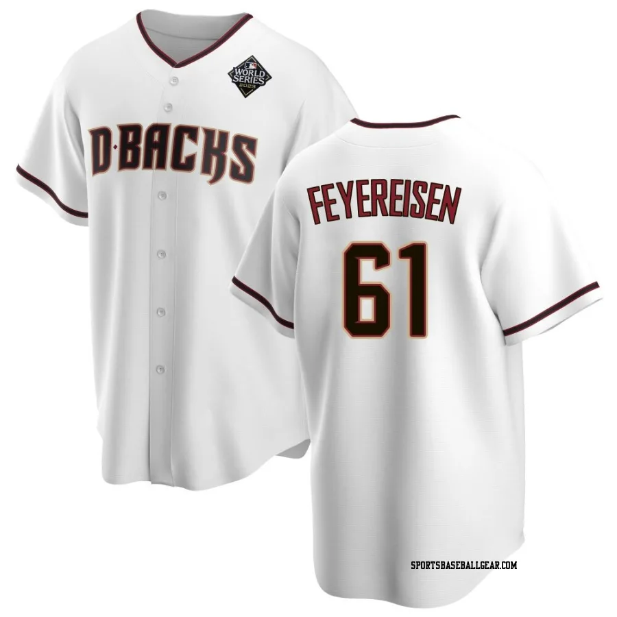 J.P. Feyereisen Youth Arizona Diamondbacks White Replica Home 2023 World Series Jersey