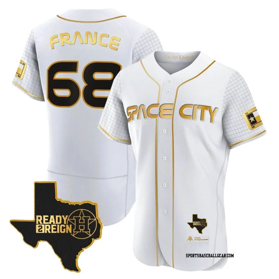 J.P. France Men's Houston Astros White/Gold Authentic 2023 Space City Ready 2 Reign Flex Base Jersey