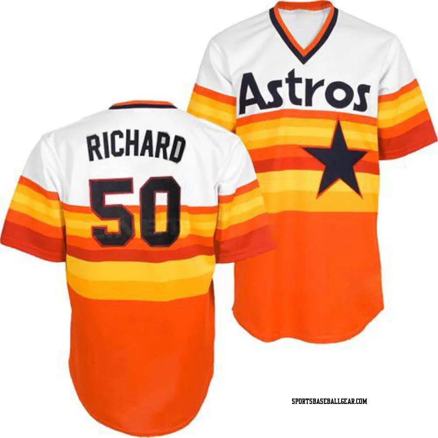 J.R. Richard Men's Houston Astros White/Orange Replica Throwback Jersey