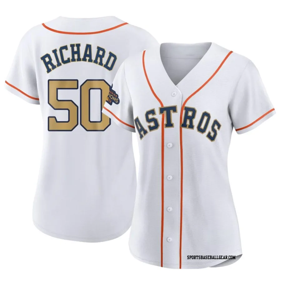 J.R. Richard Women's Houston Astros Gold Authentic White 2023 Collection Jersey