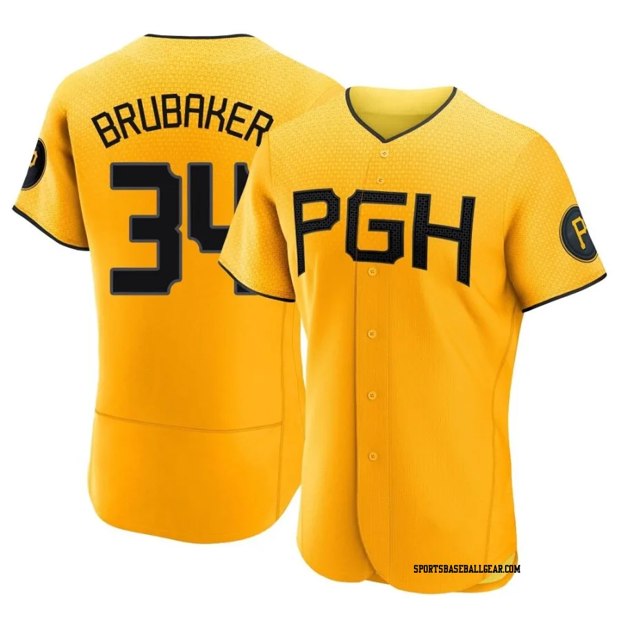 JT Brubaker Men's Pittsburgh Pirates Gold Authentic 2023 City Connect Jersey