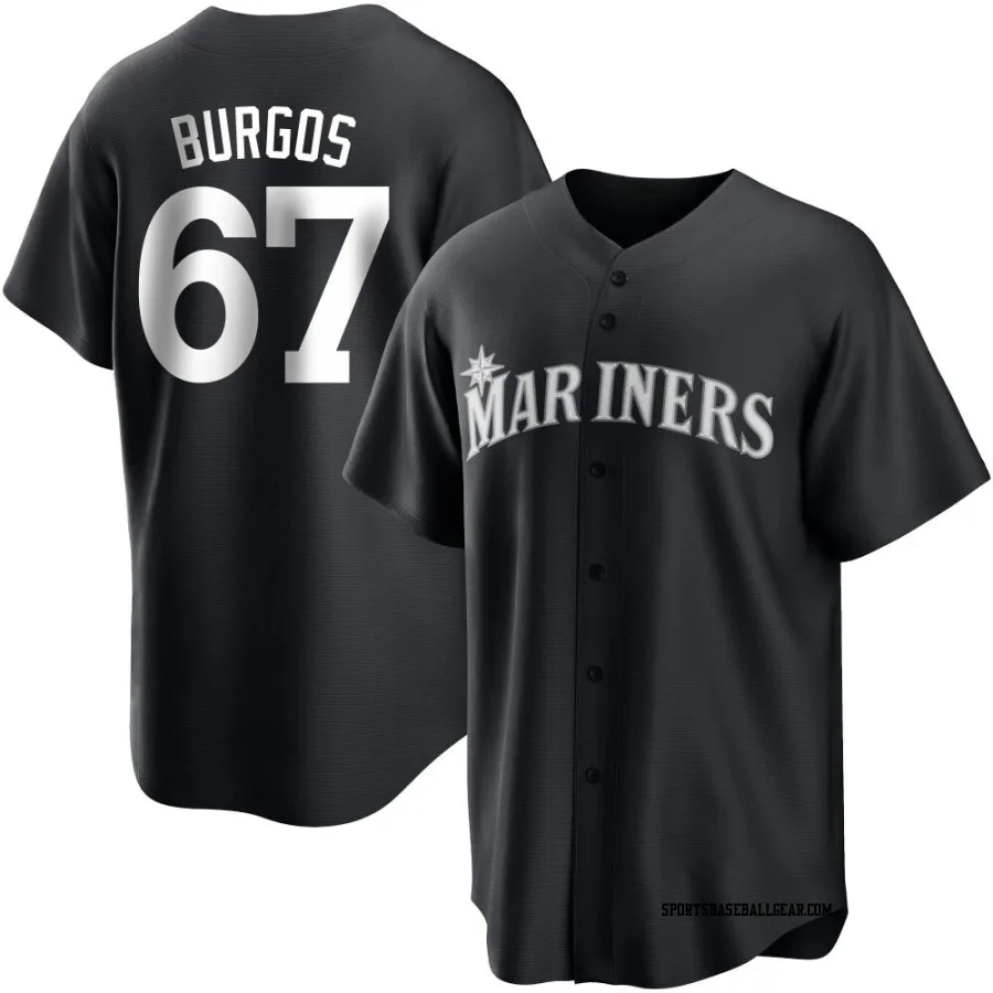 Juan Burgos Men's Seattle Mariners Black/White Replica Jersey