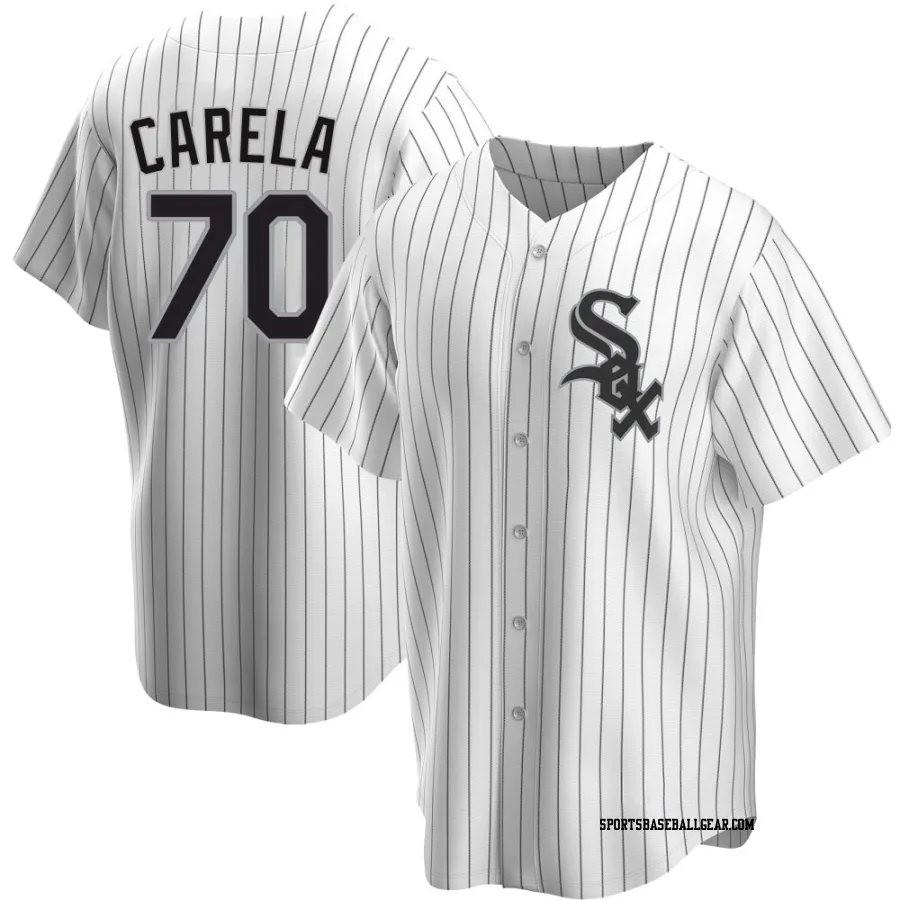 Juan Carela Youth Chicago White Sox White Replica Home Jersey