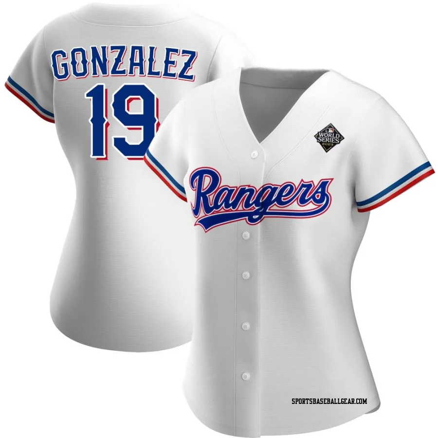 Juan Gonzalez Women's Texas Rangers White Authentic Home 2023 World Series Jersey
