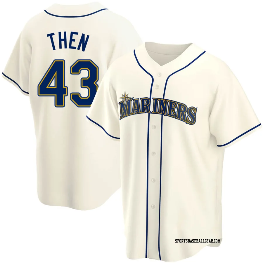 Juan Then Men's Seattle Mariners Cream Replica Alternate Jersey