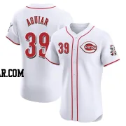 Julian Aguiar Men's Cincinnati Reds White Elite Home Jersey