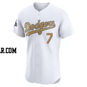 Julio Urias Men's Los Angeles Dodgers Gold Elite White 2025 Collection Jersey