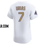 Julio Urias Men's Los Angeles Dodgers Gold Elite White 2025 Collection Jersey
