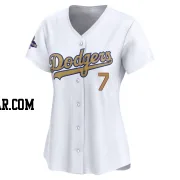 Julio Urias Women's Los Angeles Dodgers Gold Limited White 2025 Collection Jersey
