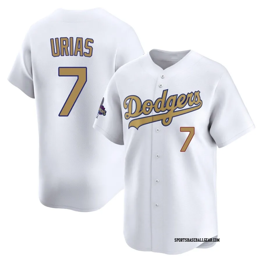 Julio Urias Youth Los Angeles Dodgers Gold Limited White 2025 Collection Jersey