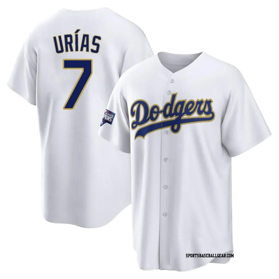 Julio Urias Youth Los Angeles Dodgers White/Gold Replica 2021 Gold Program Player Jersey