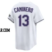 Junior Caminero Men's Tampa Bay Rays White Limited Throwback Cooperstown Jersey