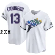 Junior Caminero Youth Tampa Bay Rays White Limited Throwback Cooperstown Jersey