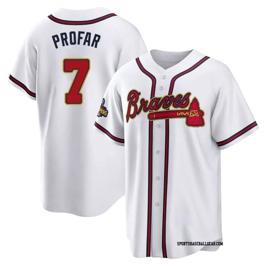 Jurickson Profar Youth Atlanta Braves Gold Replica White 2022 Program Jersey