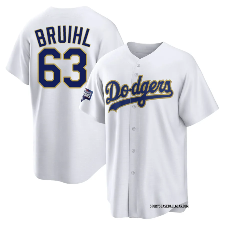 Justin Bruihl Men's Los Angeles Dodgers White/Gold Replica 2021 Gold Program Player Jersey