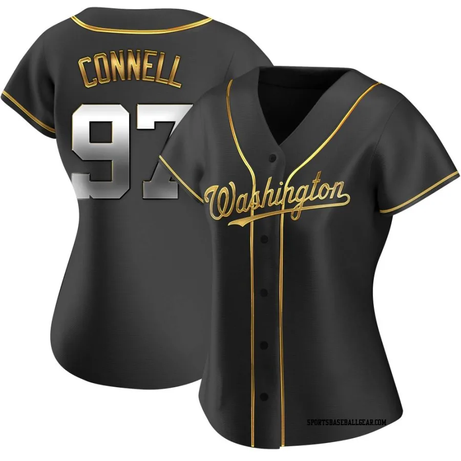 Justin Connell Women's Washington Nationals Black Golden Replica Alternate Jersey