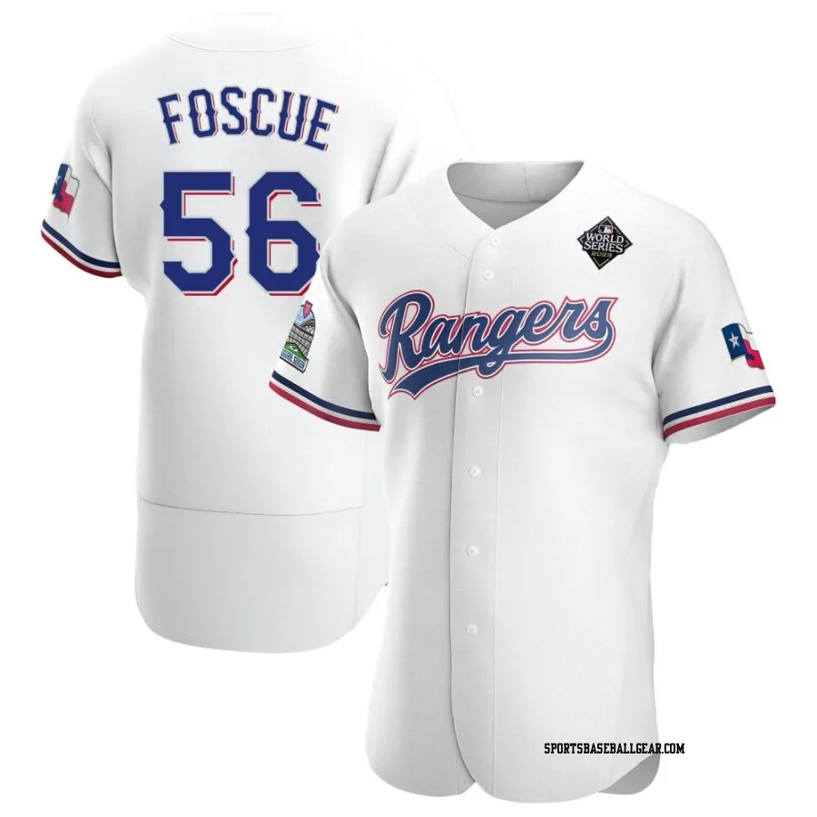 Justin Foscue Men's Texas Rangers White Authentic Home 2023 World Series Jersey