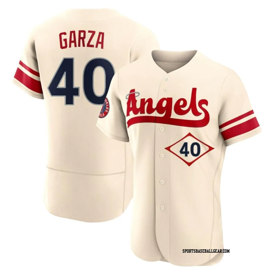 Justin Garza Men's Los Angeles Angels Cream Authentic 2022 City Connect Jersey