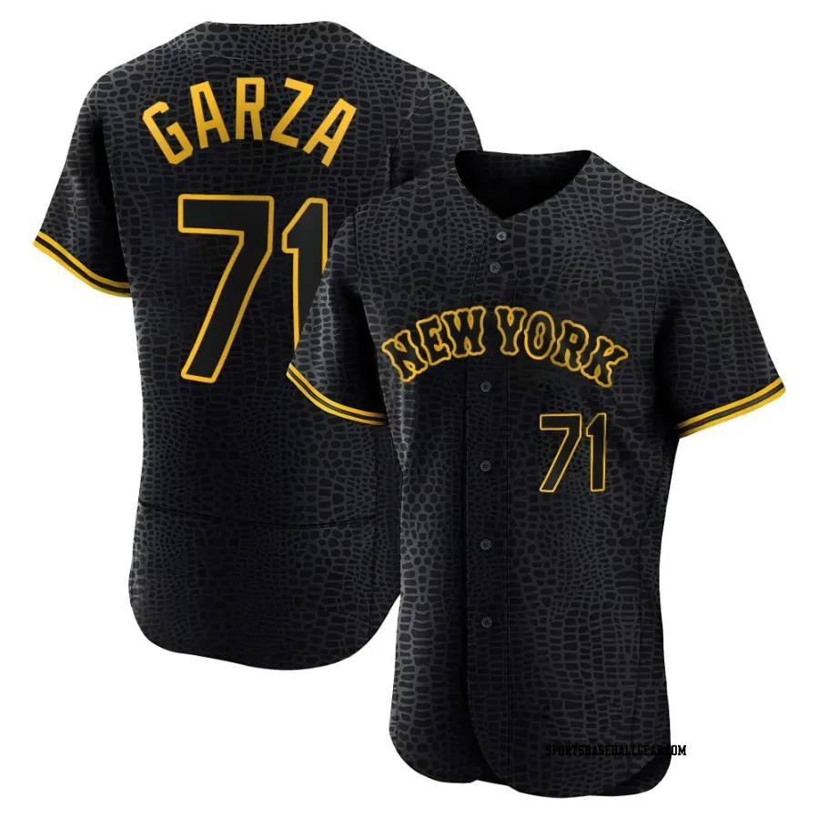 Justin Garza Men's New York Mets Black Authentic Snake Skin City Jersey