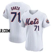 Justin Garza Men's New York Mets White Elite Home Patch Jersey