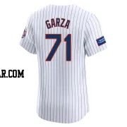 Justin Garza Men's New York Mets White Elite Home Patch Jersey