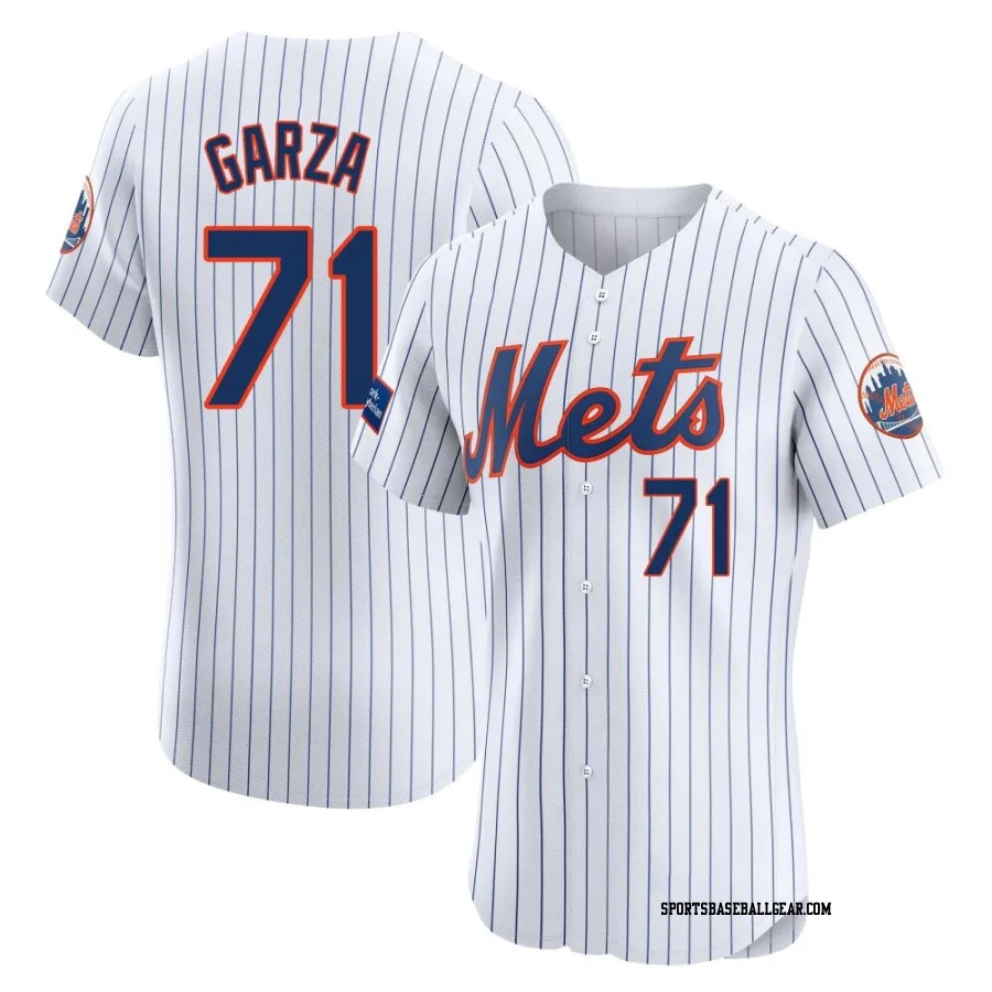 Justin Garza Men's New York Mets White Elite Home Patch Jersey