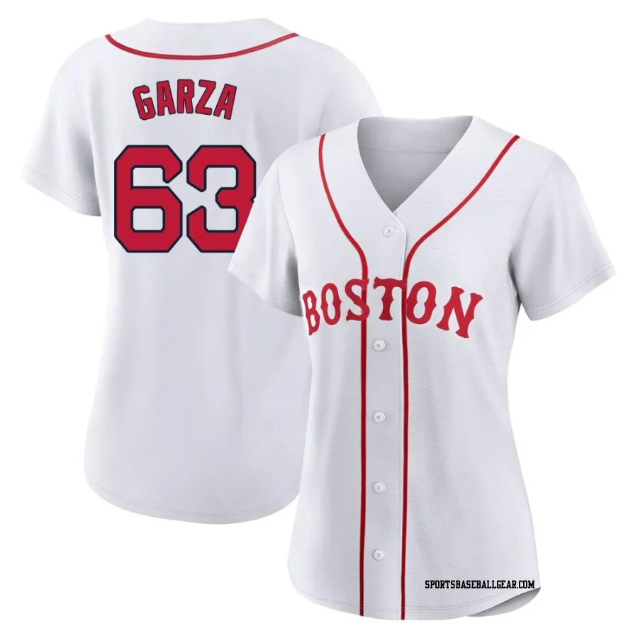 Justin Garza Women's Boston Red Sox White Replica 2021 Patriots' Day Jersey