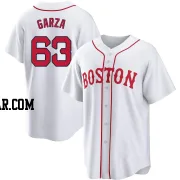 Justin Garza Youth Boston Red Sox White Replica 2021 Patriots' Day Jersey