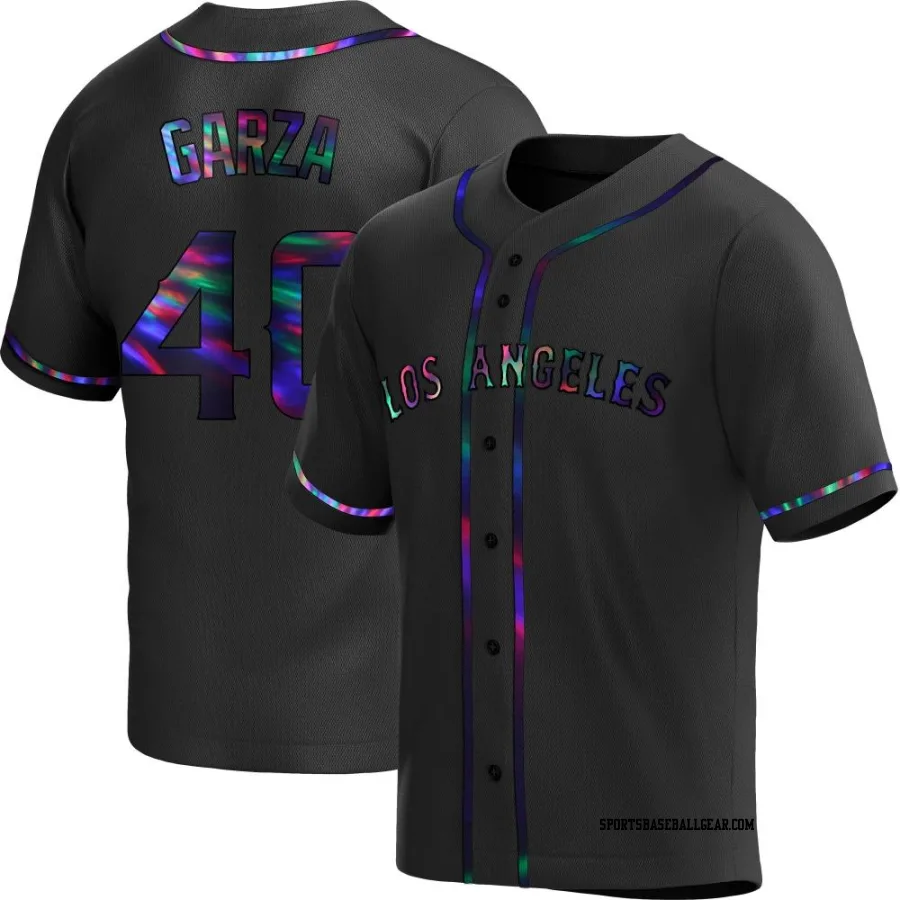 Justin Garza Youth Los Angeles Angels Black Holographic Replica Alternate Jersey
